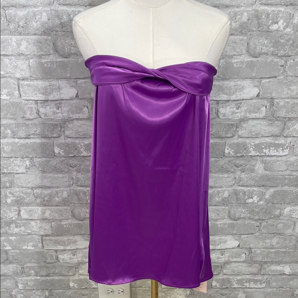SHEIN Vibrant Purple Satin Strapless Dress